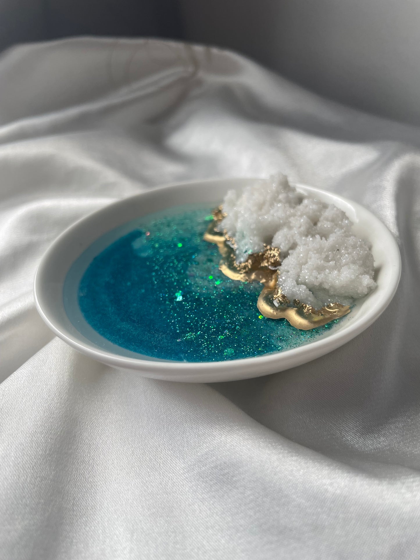 Ring holder with quartz - turquoise