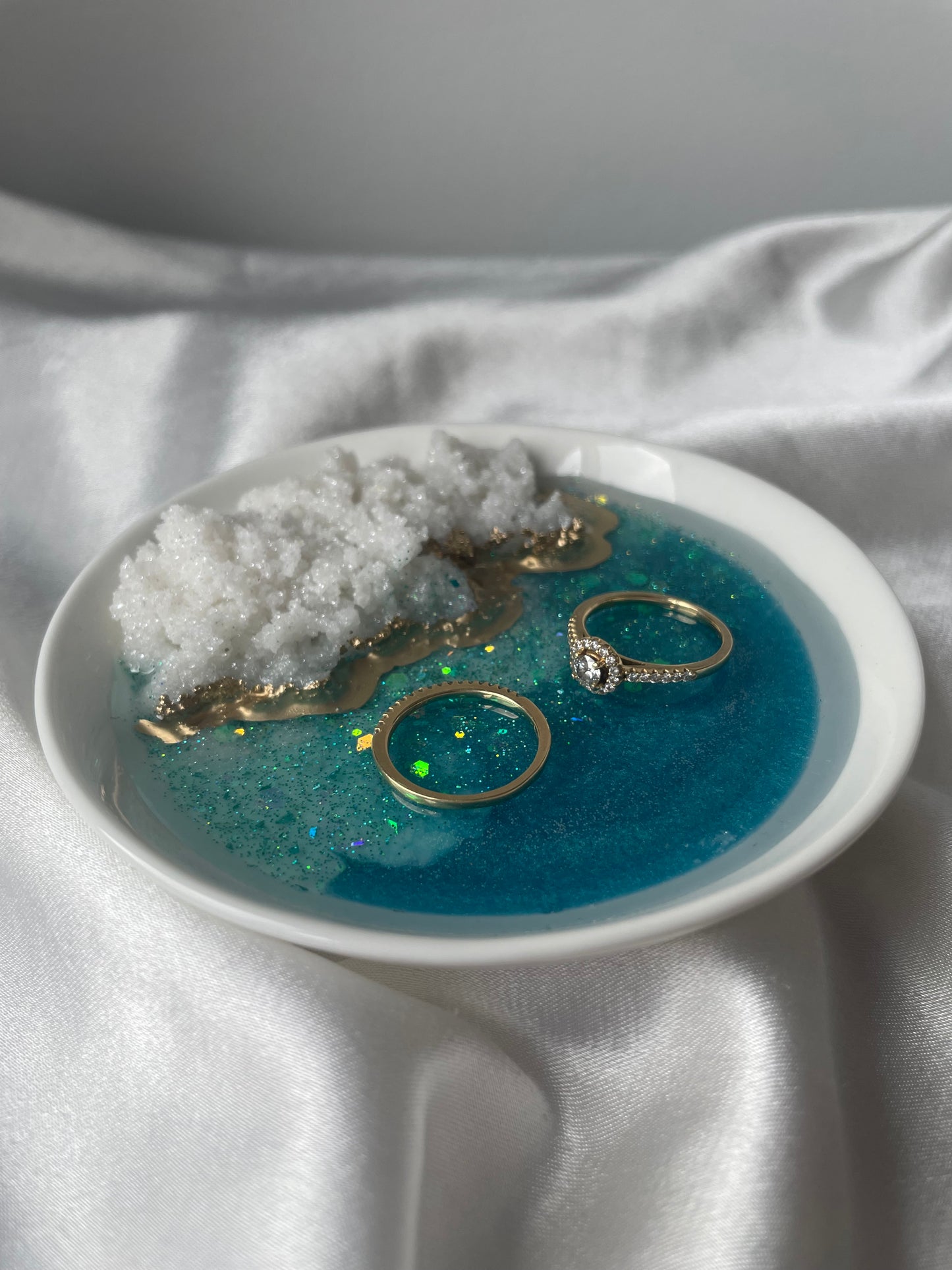 Ring holder with quartz - turquoise