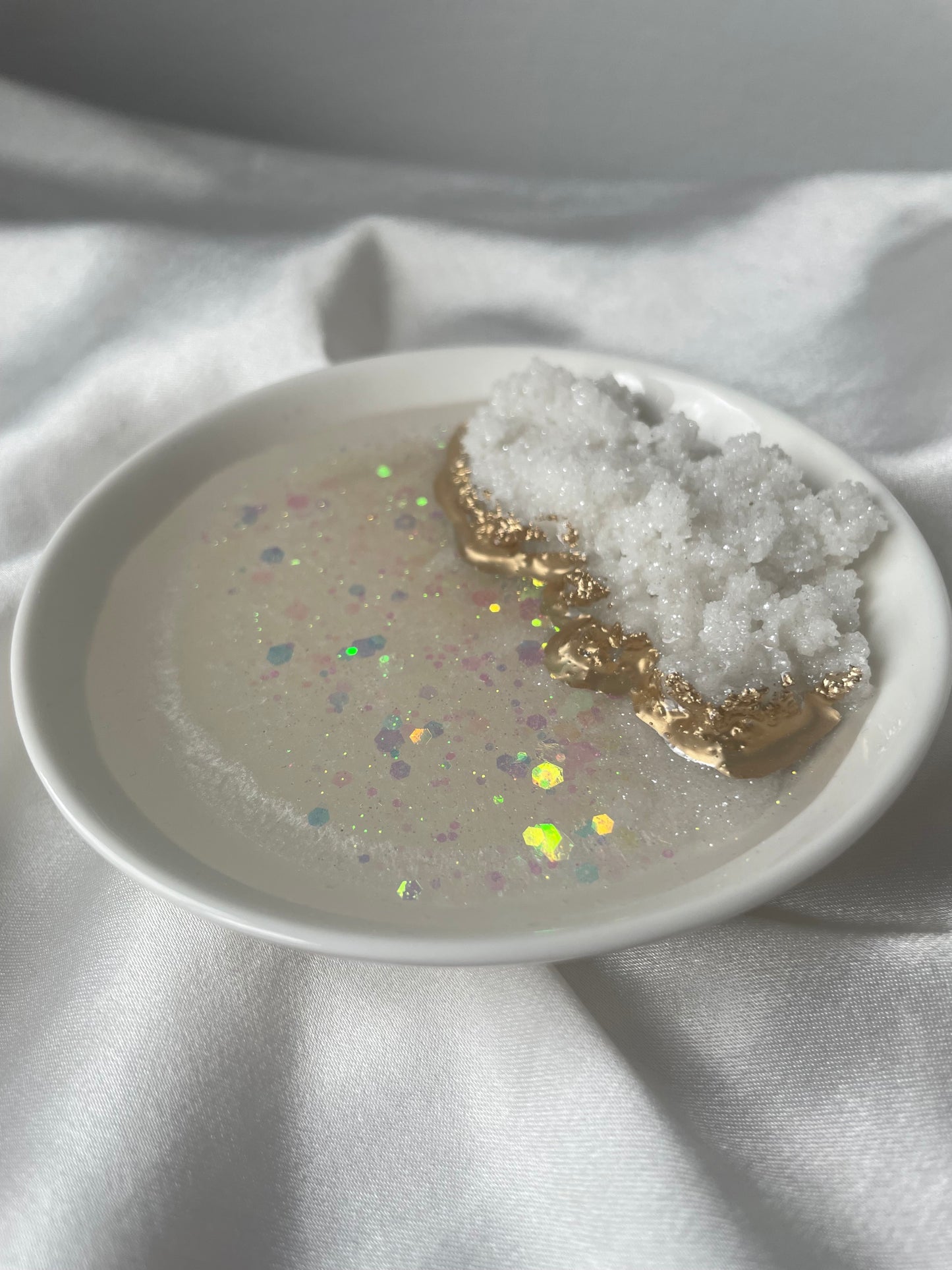 Ring holder with quartz - White