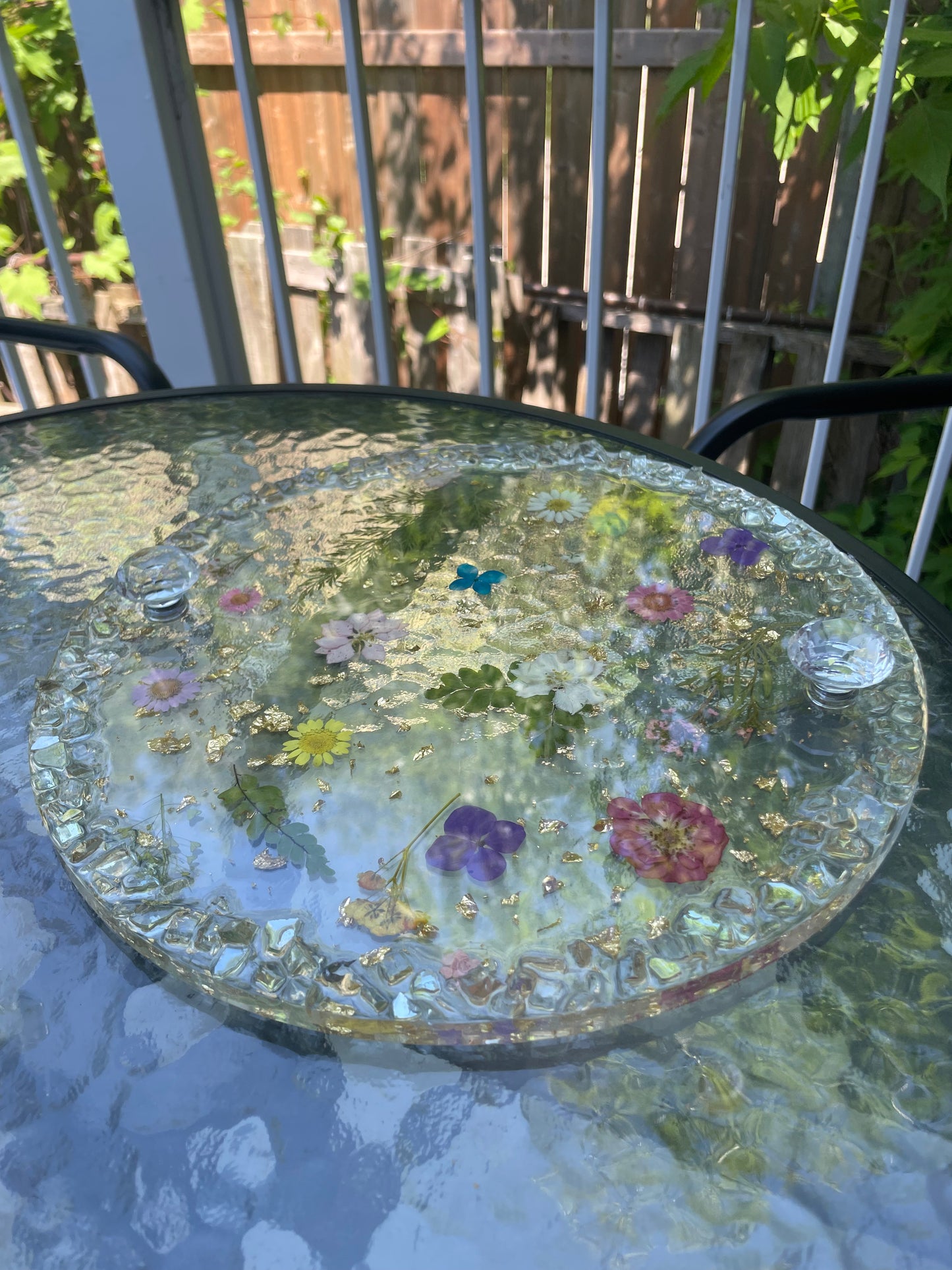 Tray with dried flowers