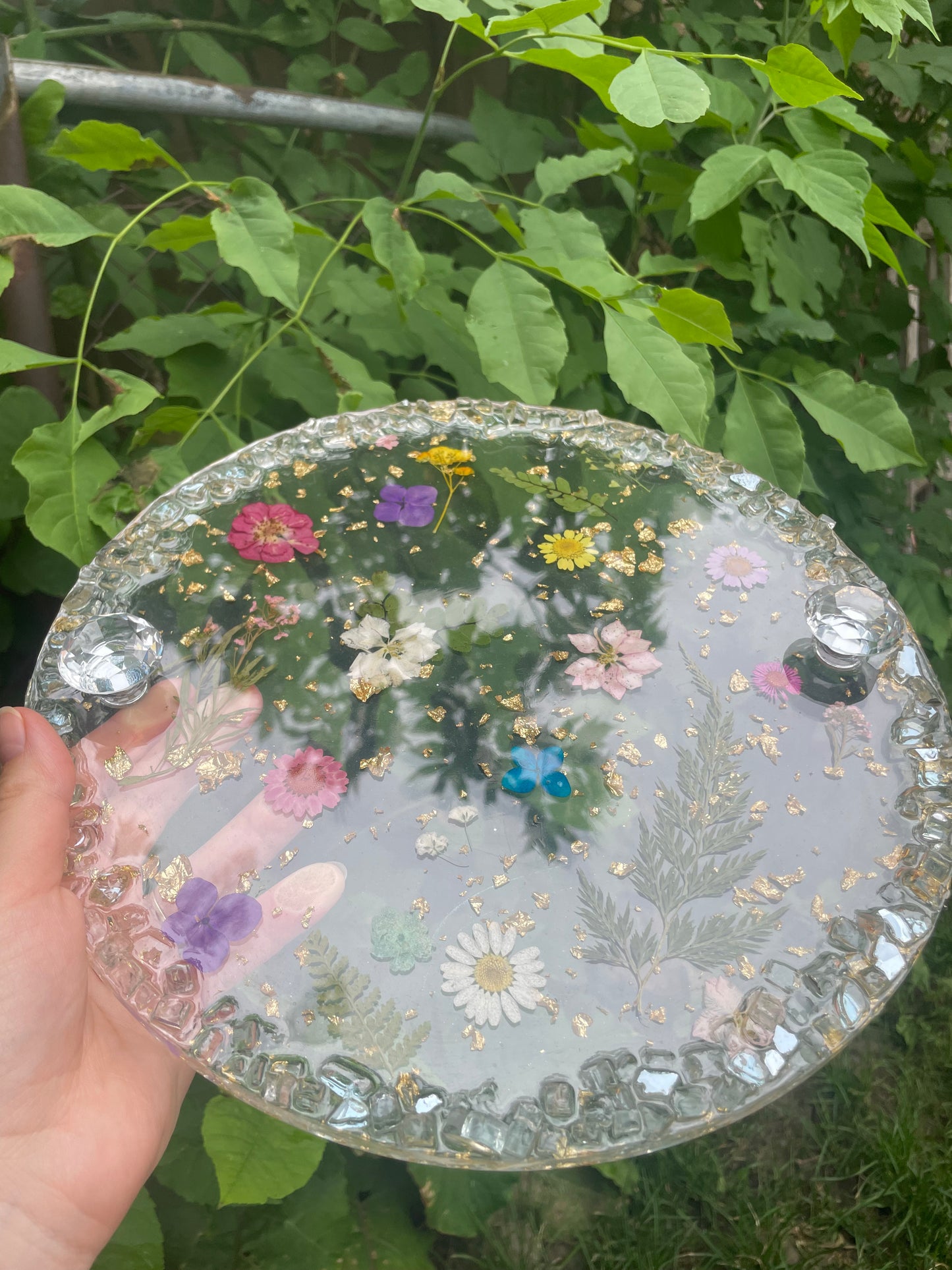 Tray with dried flowers