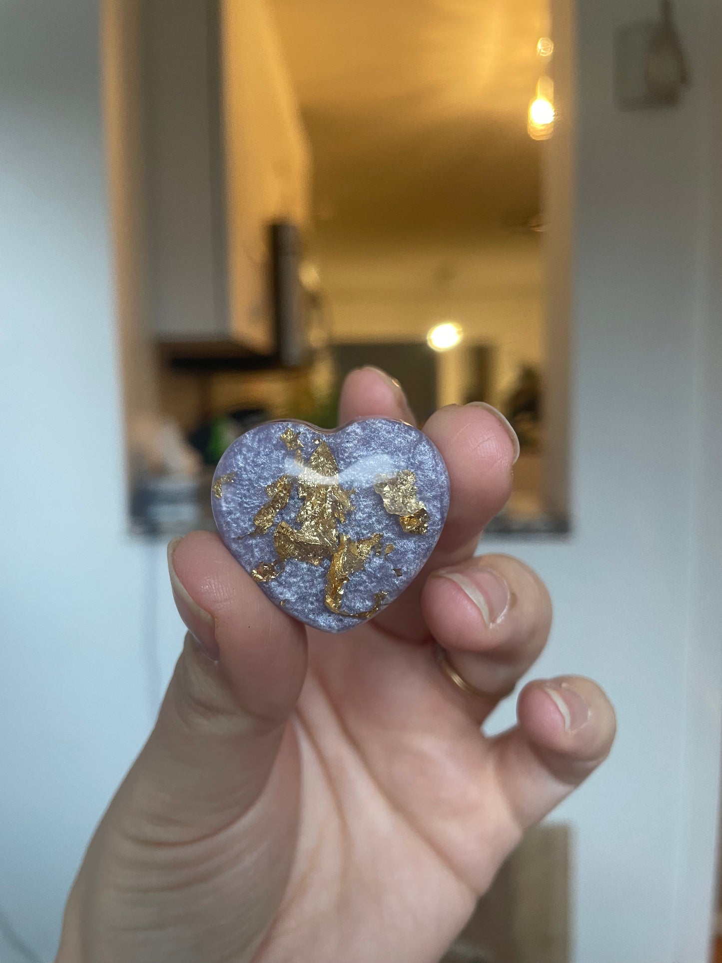 Set of 6 heart shaped magnets - Lilac