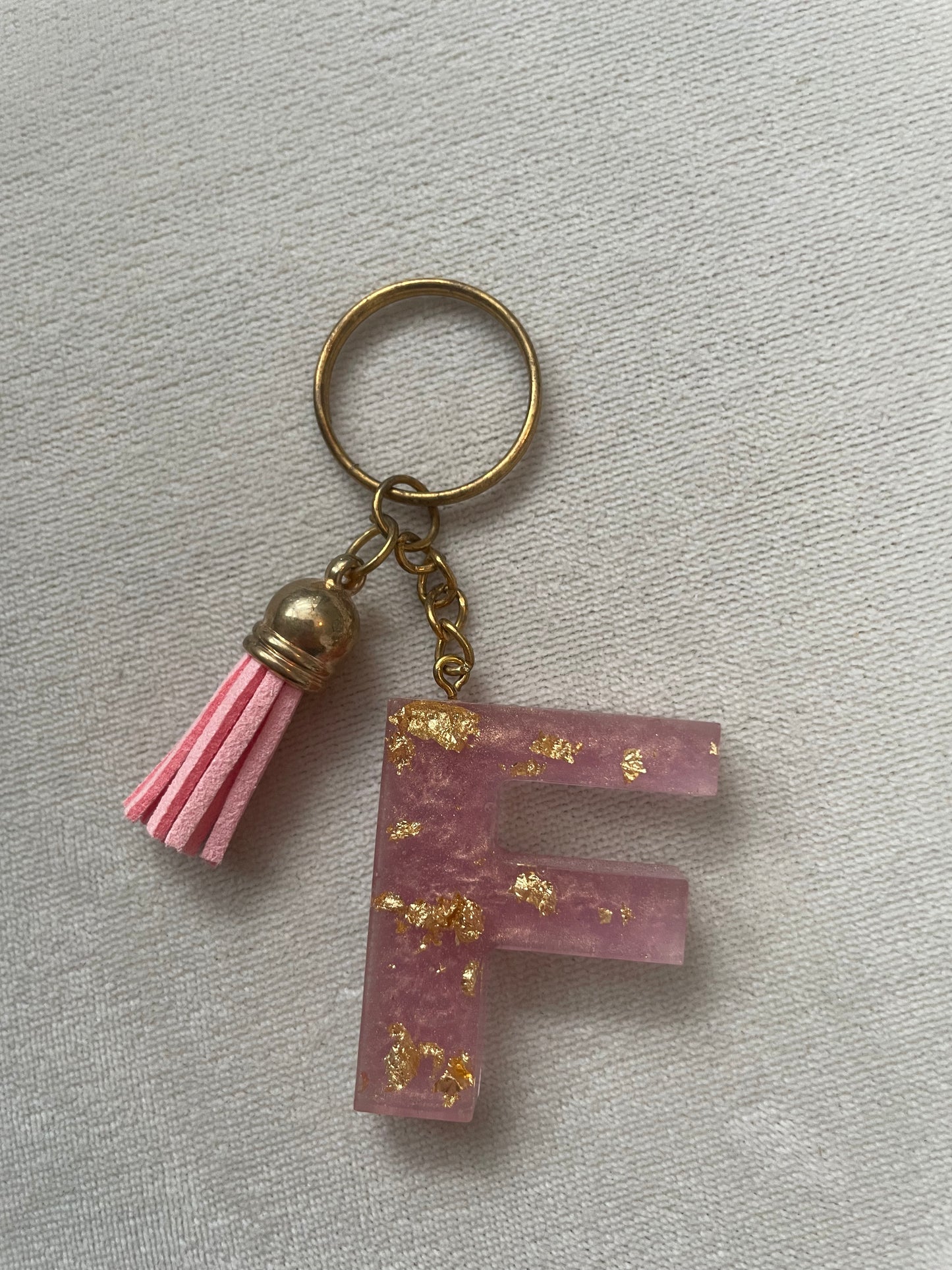 Letter Keychain - Rose Quartz