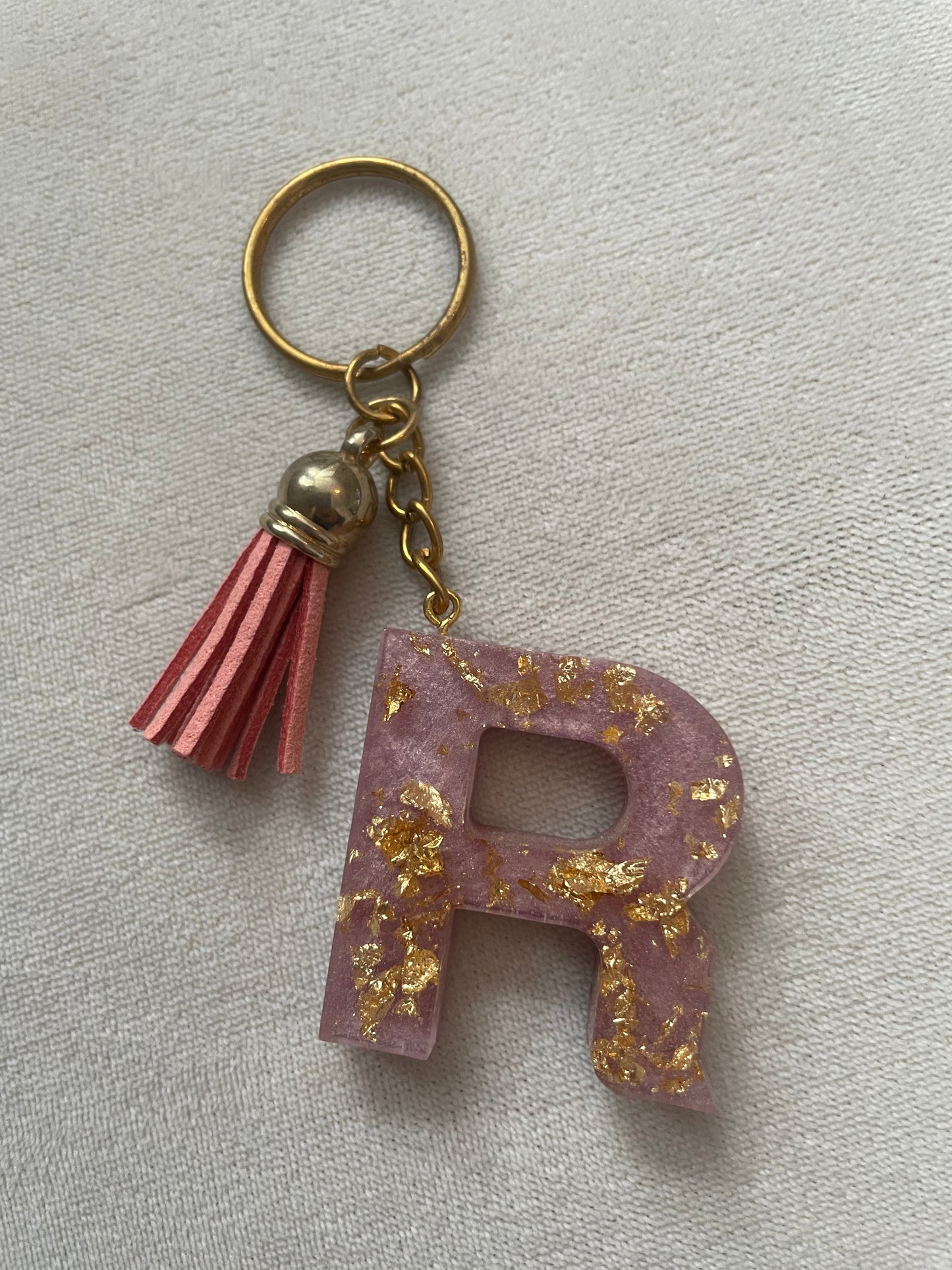 Letter Keychain - Rose Quartz