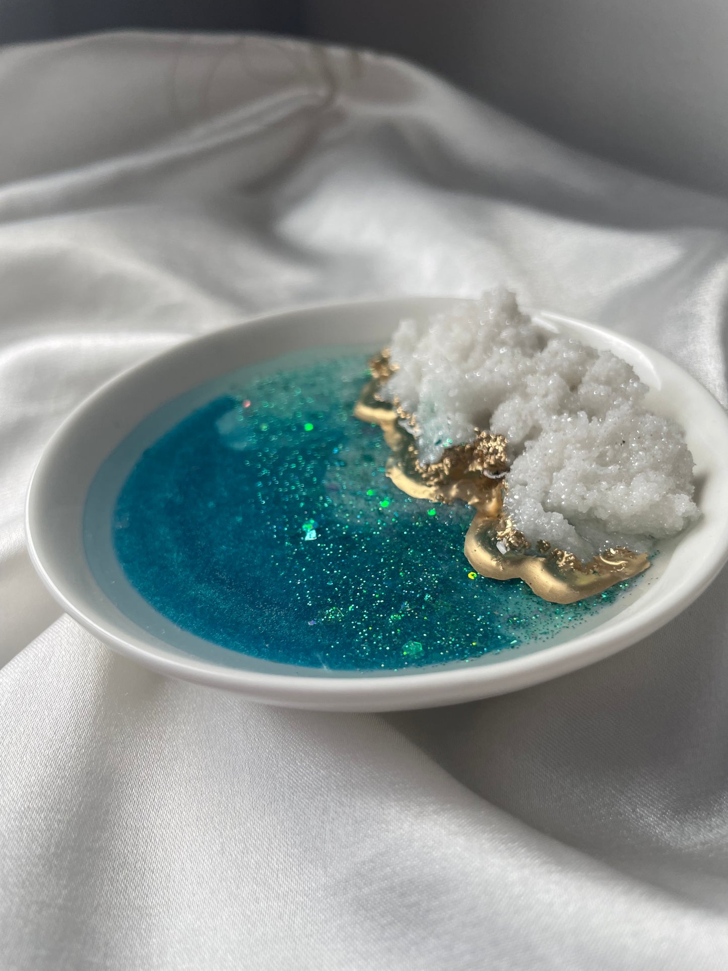 Ring holder with quartz - turquoise