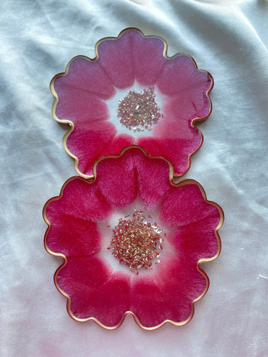 Flower Coaster Set - Bright Pink