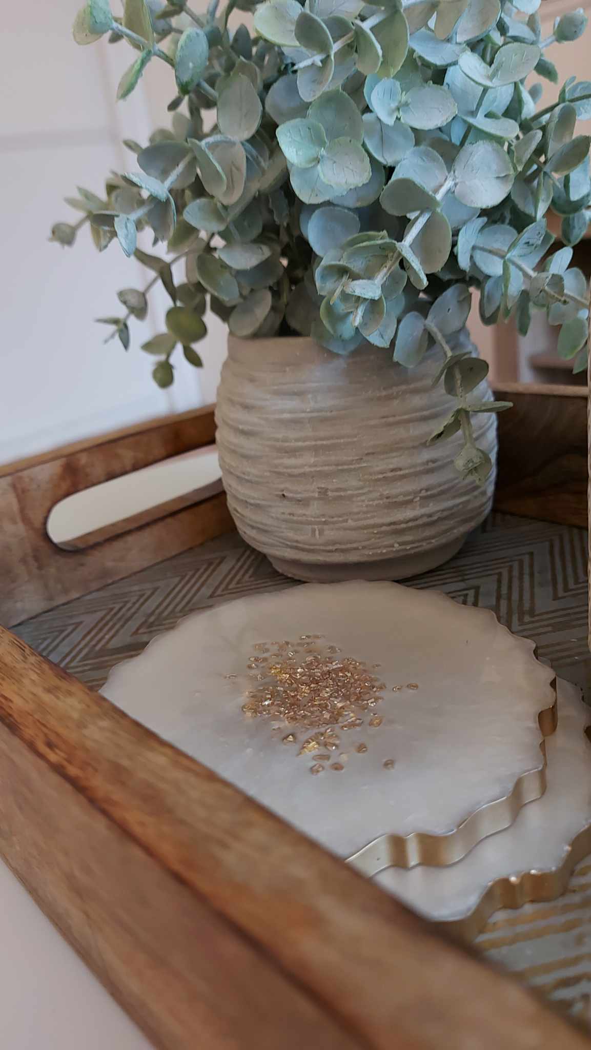 Geode coaster set - White pearl