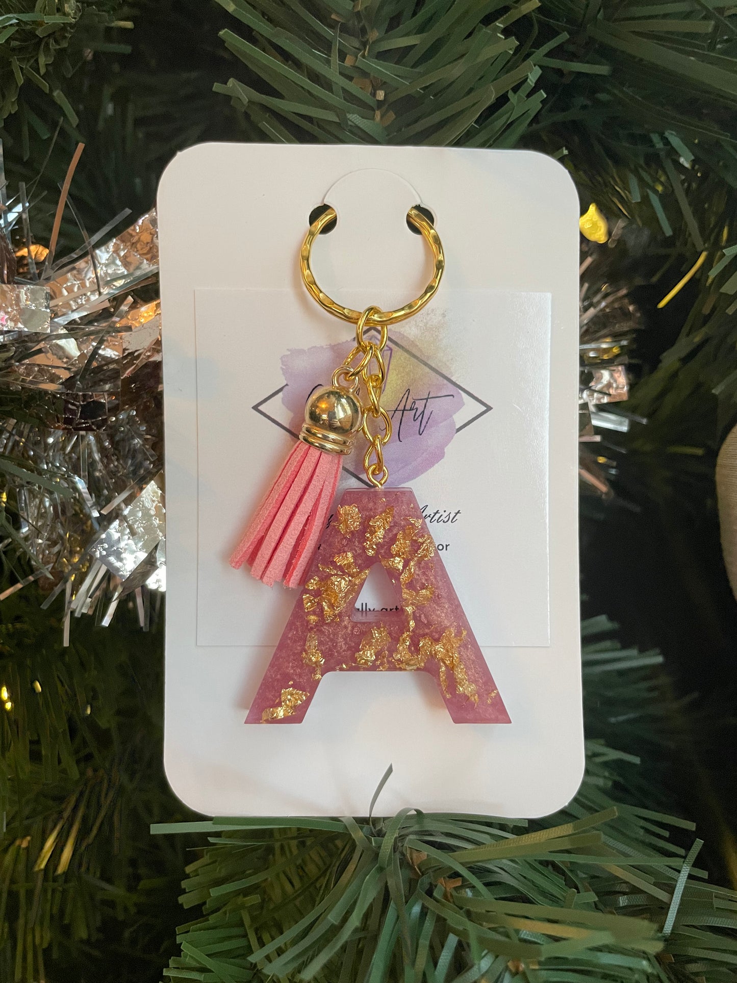 Letter Keychain - Rose Quartz