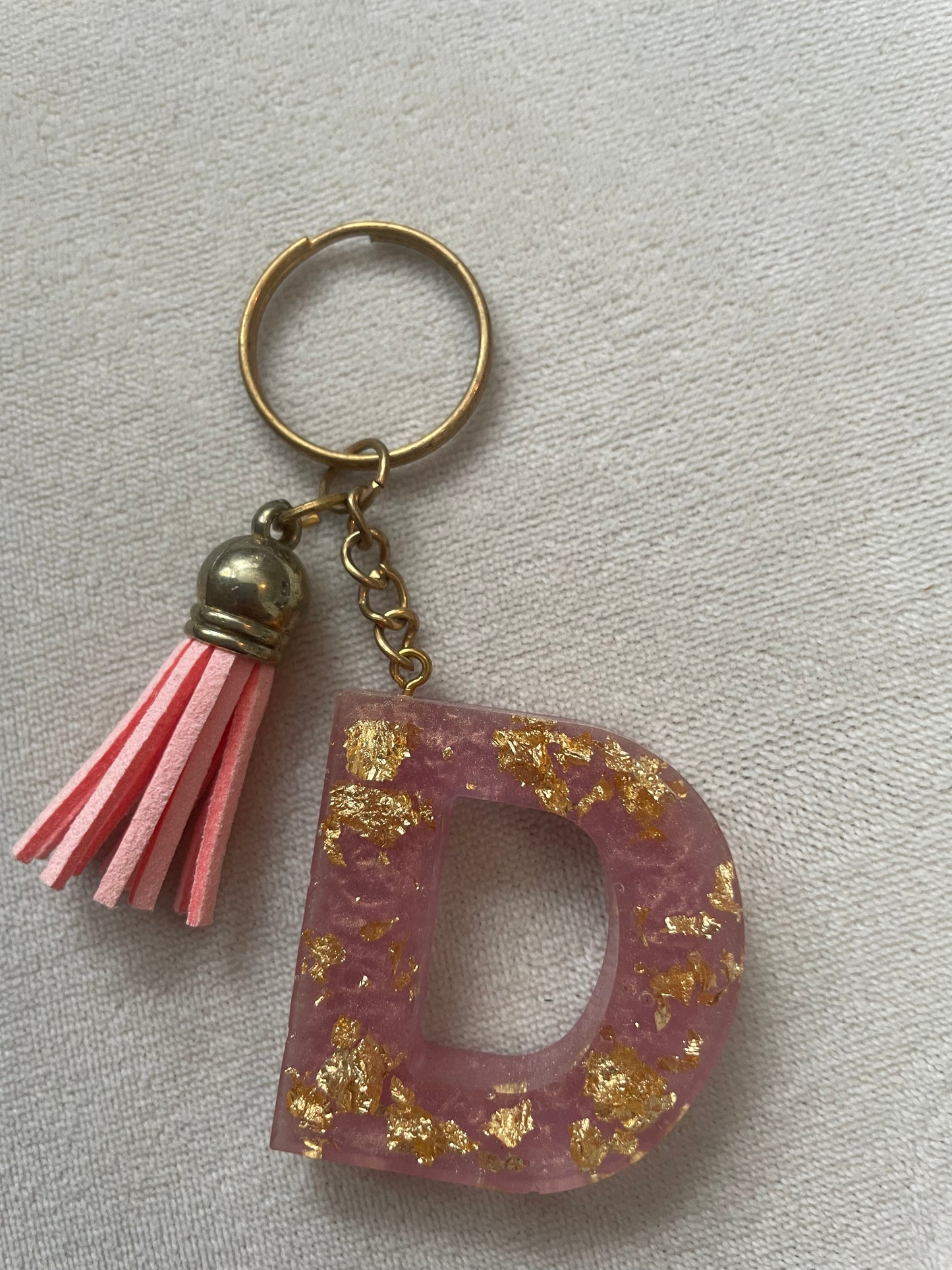 Letter Keychain - Rose Quartz