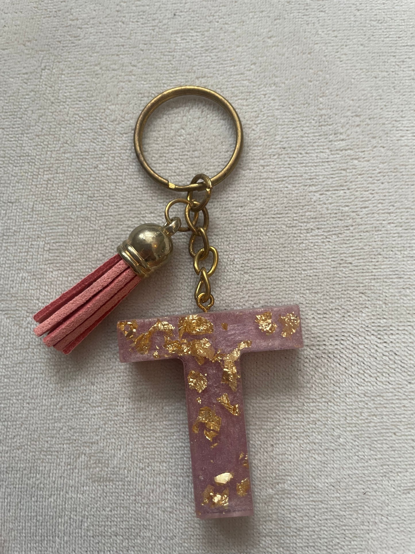 Letter Keychain - Rose Quartz