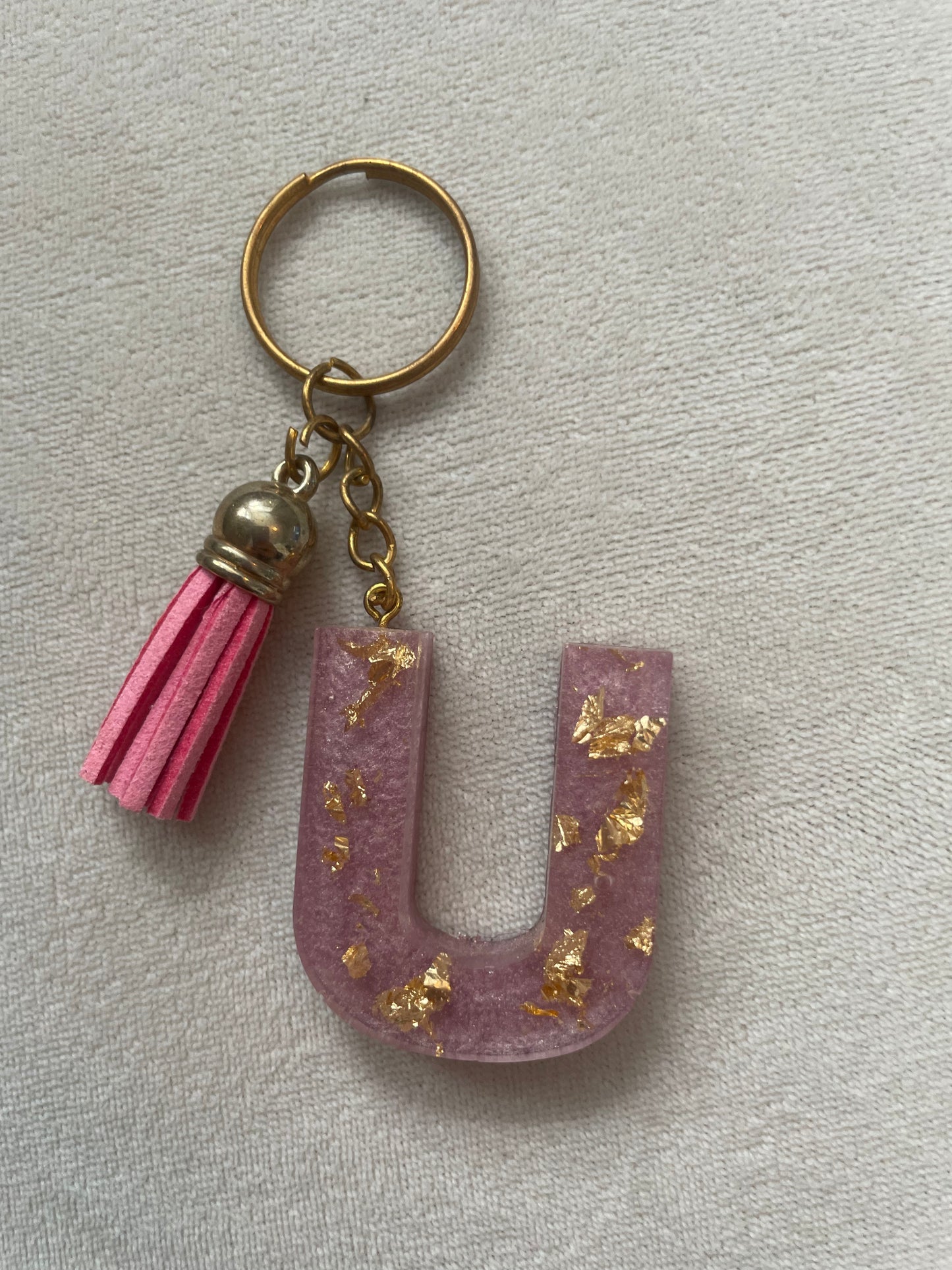 Letter Keychain - Rose Quartz