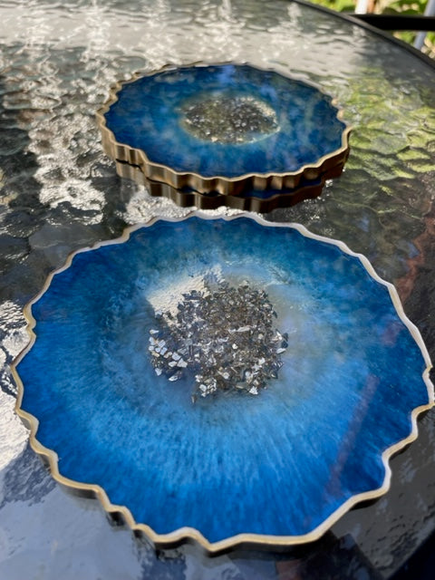 Geode coaster set - Tropical Blue