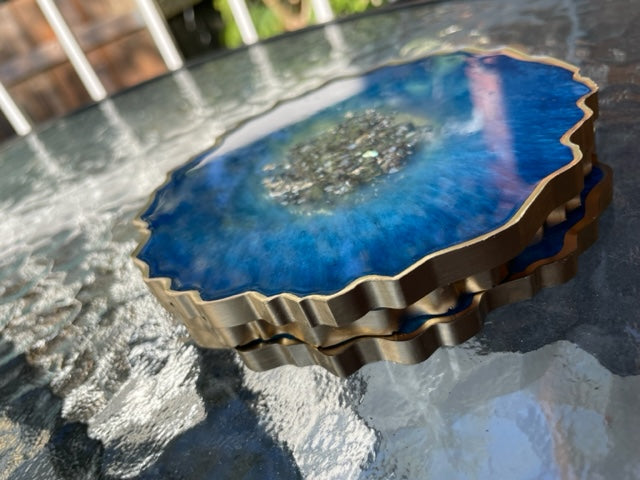 Geode coaster set - Tropical Blue
